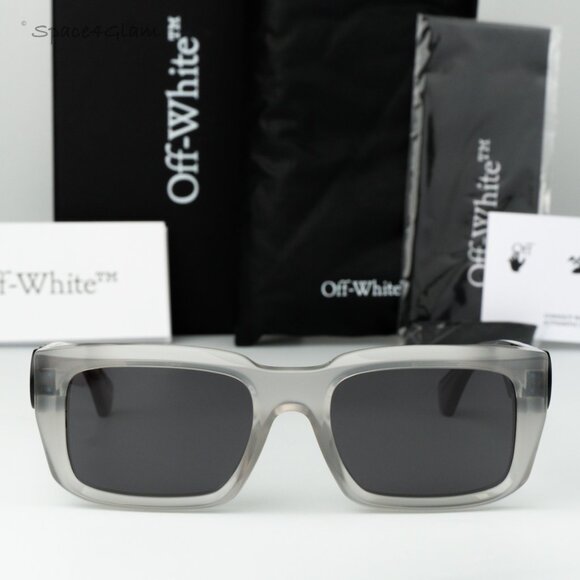 Off-White Men Sunglasses Grey Crystal Square OERI125 HAYS 0907 NEW AUTHENTIC - Picture 1 of 13